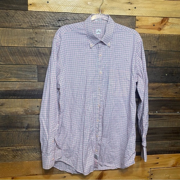 Peter Millar Pink Gray Plaid Cotton Button Down Shirt - Picture 1 of 4